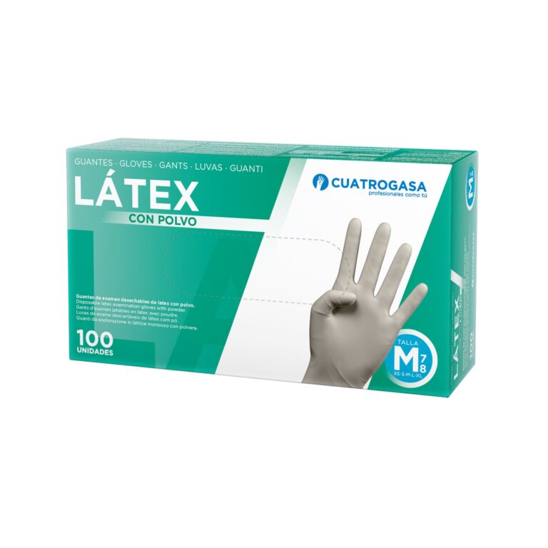 Caja de 100 guantes de látex con polvo blancos, talla M